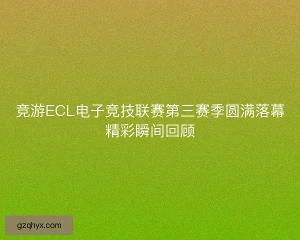 竞游ECL电子竞技联赛第三赛季圆满落幕精彩瞬间回顾 竞游ECL电子竞技联赛第三赛季圆满落幕精彩瞬间回顾