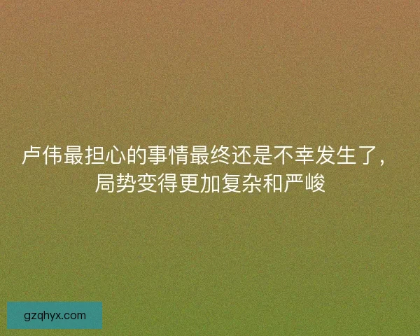 卢伟最担心的事情最终还是不幸发生了,局势变得更加复杂和严峻 卢伟最担心的事情最终还是不幸发生了,局势变得更加复杂和严峻