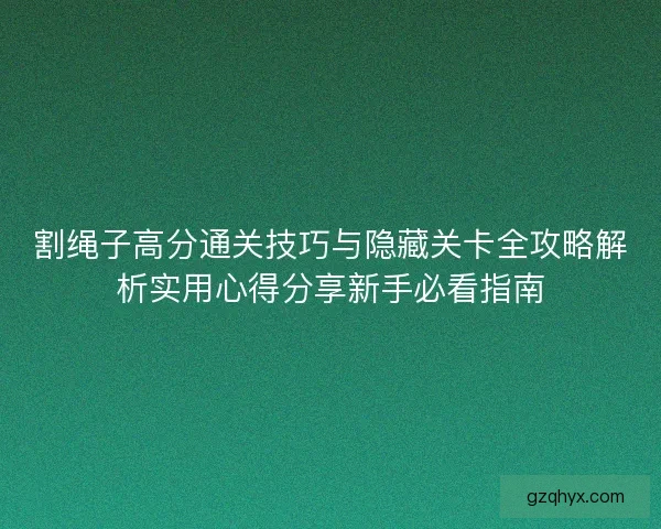割绳子高分通关技巧与隐藏关卡全攻略解析实用心得分享新手必看指南 割绳子高分通关技巧与隐藏关卡全攻略解析实用心得分享新手必看指南